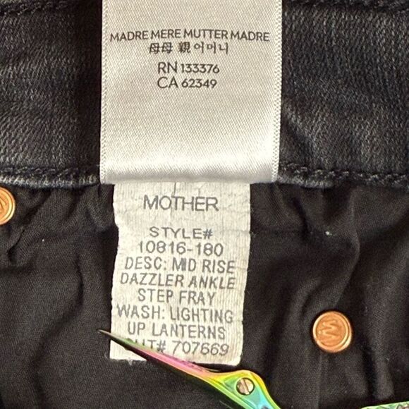 Mother Jeans Black The Mid Rise Dazzler Ankle Step Fray Lighting Up Lanterns - W - Picture 11 of 12
